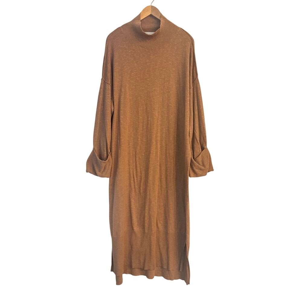 Free People Beach Sweater Dress. Cotton / Linen Oversized tunic dress. Tan. M